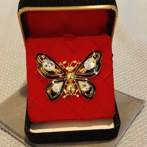 Crown TRIFARI gold & black Butterfly Brooch